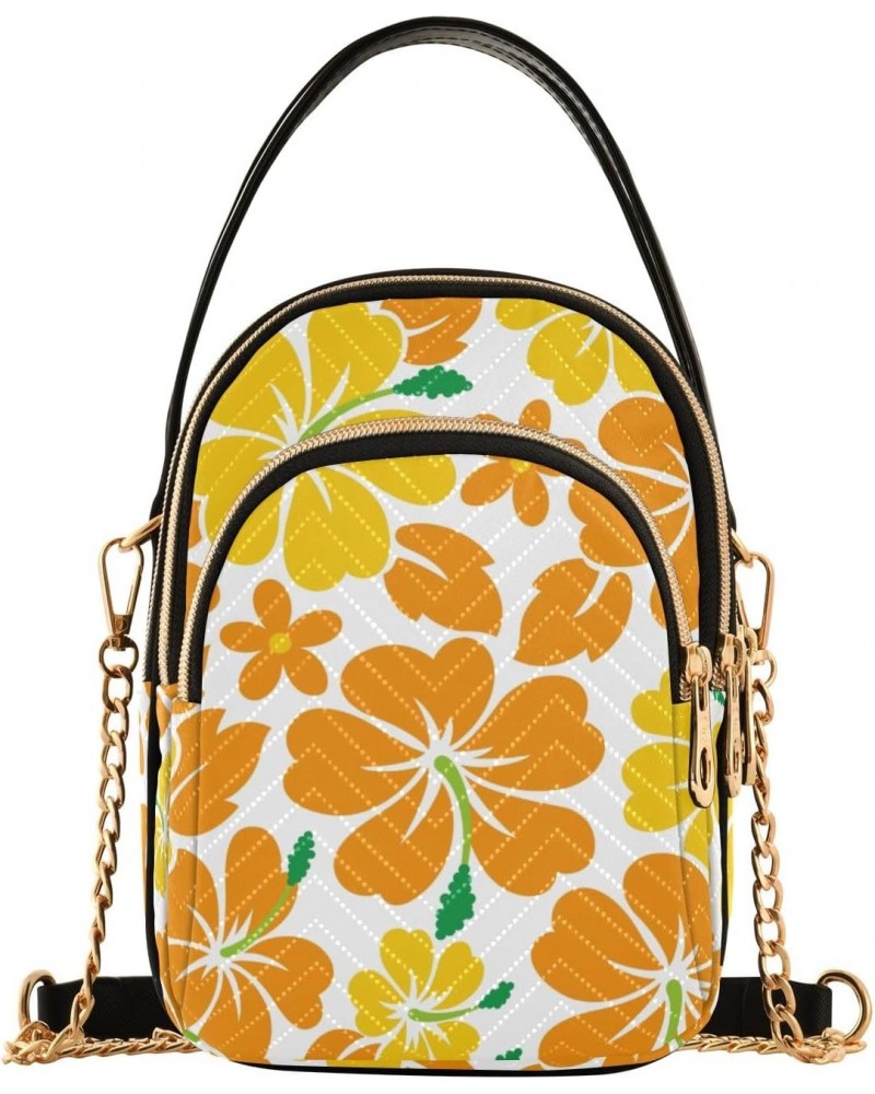 Women Crossbody Handbag Tropical Flower Pattern Quilted Chain Bag $10.66 Crossbody Bags