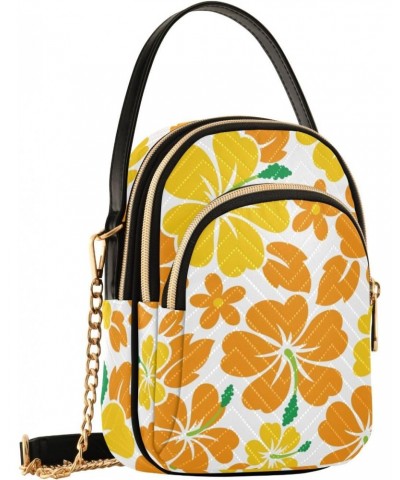 Women Crossbody Handbag Tropical Flower Pattern Quilted Chain Bag $10.66 Crossbody Bags