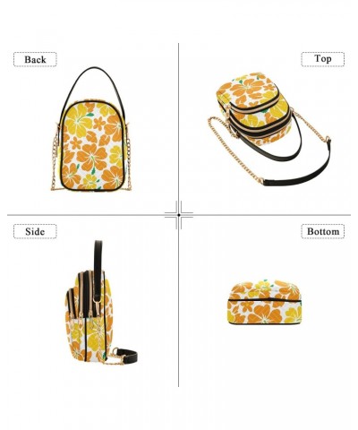 Women Crossbody Handbag Tropical Flower Pattern Quilted Chain Bag $10.66 Crossbody Bags