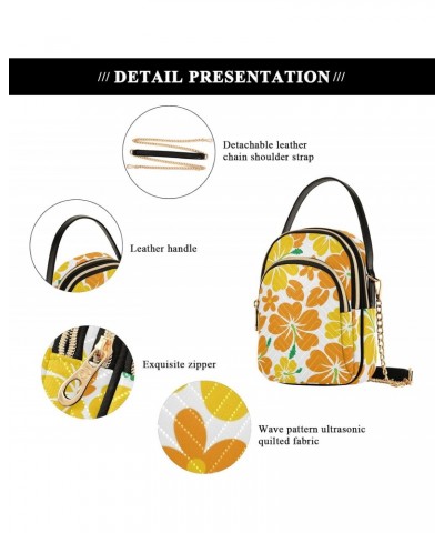 Women Crossbody Handbag Tropical Flower Pattern Quilted Chain Bag $10.66 Crossbody Bags