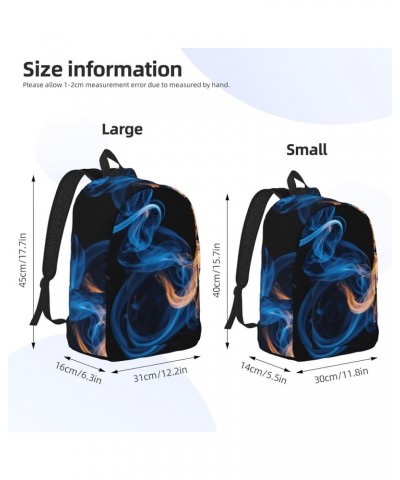 Blue Flame Print Casual Double Shoulder Daypack,Anti-Theft Travel Canvas Backpack For Men And Women Black Medium $20.22 Backp...