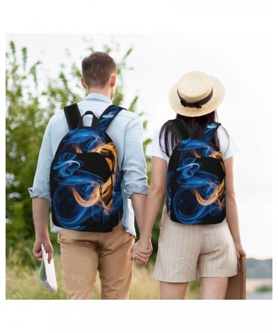 Blue Flame Print Casual Double Shoulder Daypack,Anti-Theft Travel Canvas Backpack For Men And Women Black Medium $20.22 Backp...