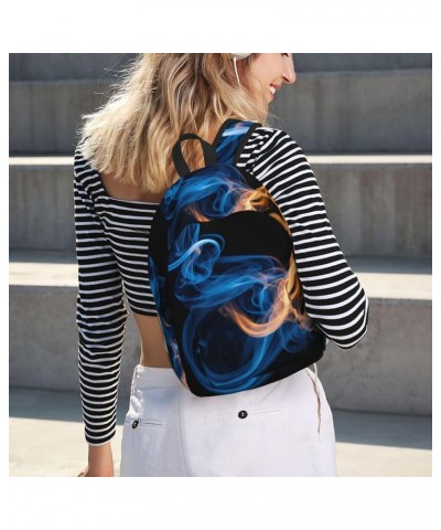 Blue Flame Print Casual Double Shoulder Daypack,Anti-Theft Travel Canvas Backpack For Men And Women Black Medium $20.22 Backp...