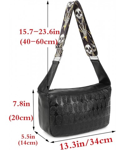 Women Small Purses and Handbags Skull Tassel Satchel PU Shoulder Crossbody Tote Bag Black Black $48.95 Totes