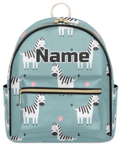 Cute Zebra Custom Mini Backpack Purse for Women, Cute Personalized Fashion Leather Small Backpack Shoulder Handbag Travel Bag...