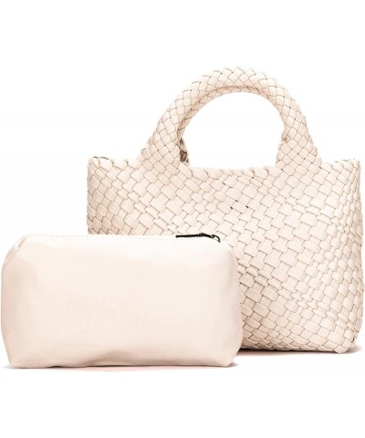 Woven Leather Bag for Women Crossbody Bag PU Leather Handbags White $19.47 Crossbody Bags