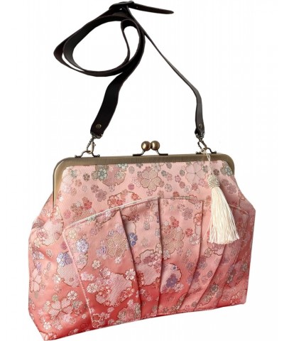 Kiss Lock Purse Handbag Crossbody/Handmade in Japan Shoulder Bag Kimono Bag Japanese Evening Clutch Pink, Pink $76.50 Evening...