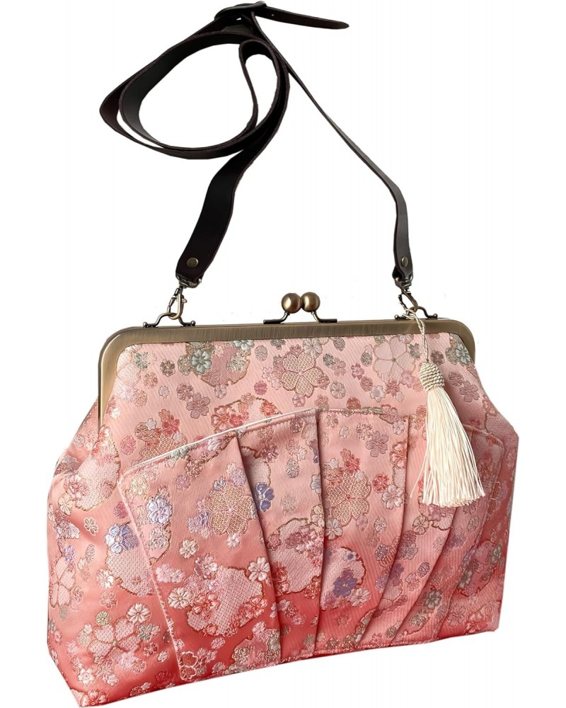 Kiss Lock Purse Handbag Crossbody/Handmade in Japan Shoulder Bag Kimono Bag Japanese Evening Clutch Pink, Pink $76.50 Evening...