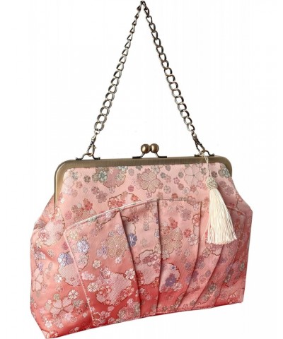 Kiss Lock Purse Handbag Crossbody/Handmade in Japan Shoulder Bag Kimono Bag Japanese Evening Clutch Pink, Pink $76.50 Evening...