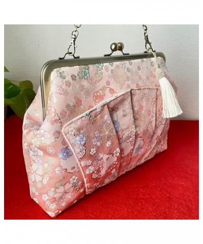 Kiss Lock Purse Handbag Crossbody/Handmade in Japan Shoulder Bag Kimono Bag Japanese Evening Clutch Pink, Pink $76.50 Evening...