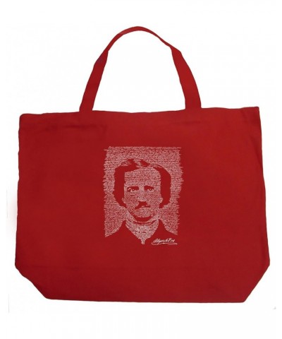 Word Art Large Tote Bag - Edgar Allen Poe - The Raven Black Red $9.68 Totes