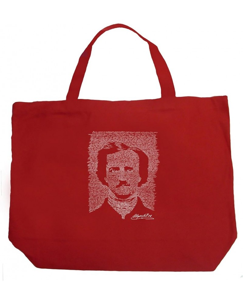 Word Art Large Tote Bag - Edgar Allen Poe - The Raven Black Red $9.68 Totes