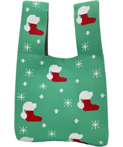 Women's Knitted Tote Bag Christmas Shoulder Bag Purse Grocery Bag Clutch Female Snowflake Pattern Lightweight for Work Green ...