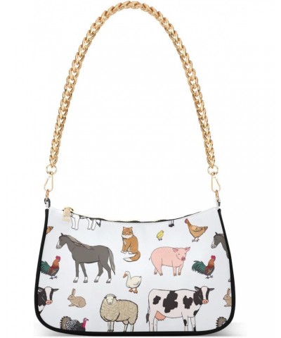 Farm Animals Handbags for Women Chain Shoulder Bag with Zipper Womens Tote Clutch Purses $16.49 Shoulder Bags