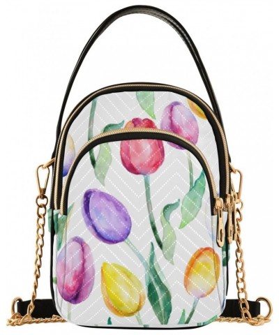 Cell Phone Purse Watercolor Rainbow Tulip Crossbody Handbag Durable Shoulder Bag Sturdy Travel Pouch Compact Chic Bag for Wom...