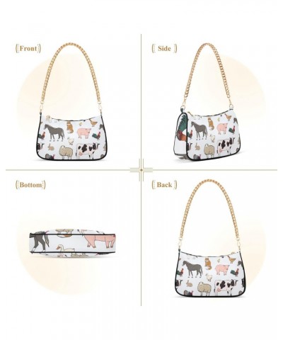 Farm Animals Handbags for Women Chain Shoulder Bag with Zipper Womens Tote Clutch Purses $16.49 Shoulder Bags