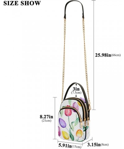 Cell Phone Purse Watercolor Rainbow Tulip Crossbody Handbag Durable Shoulder Bag Sturdy Travel Pouch Compact Chic Bag for Wom...