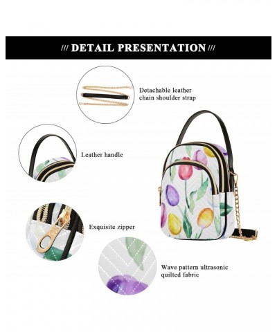 Cell Phone Purse Watercolor Rainbow Tulip Crossbody Handbag Durable Shoulder Bag Sturdy Travel Pouch Compact Chic Bag for Wom...