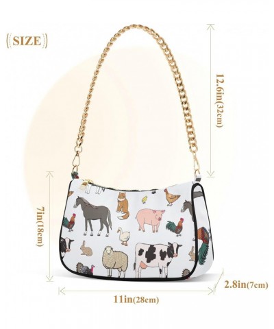 Farm Animals Handbags for Women Chain Shoulder Bag with Zipper Womens Tote Clutch Purses $16.49 Shoulder Bags