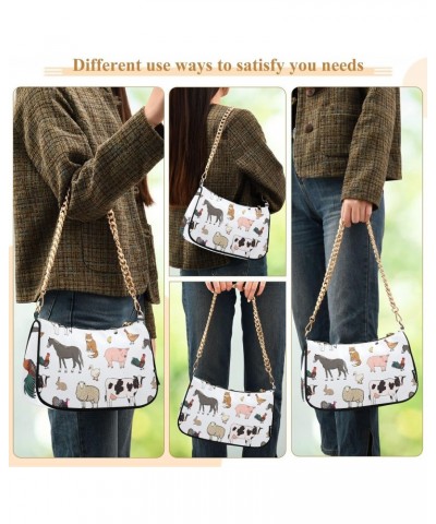 Farm Animals Handbags for Women Chain Shoulder Bag with Zipper Womens Tote Clutch Purses $16.49 Shoulder Bags