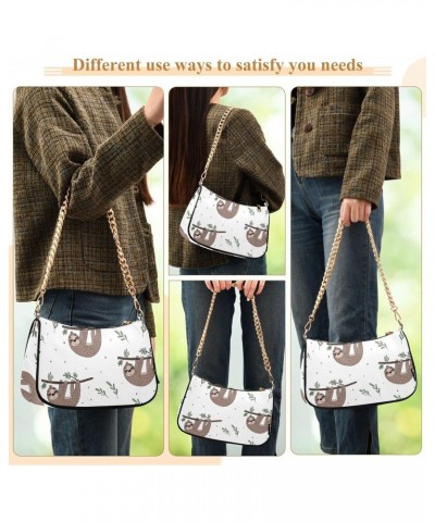 Sloth Shoulder Bag for Women Fabric Crescent Handbag with Zipper Chain Clutch Purses for Travel Party Concert Teen Girls $16....