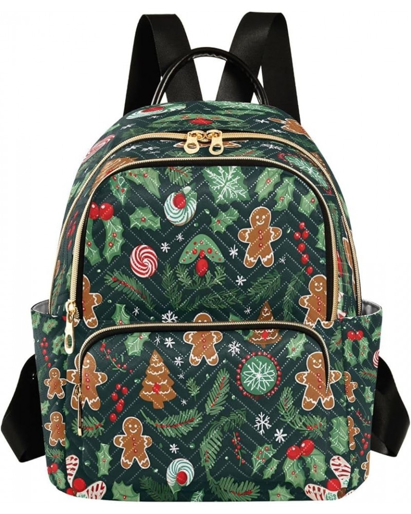 Happy Snowman Pine Tree Green Xmas Women Backpack Purse Ladies Fashion Shoulder Bag Daypack Travel Bag 7.5L Small $17.66 Back...