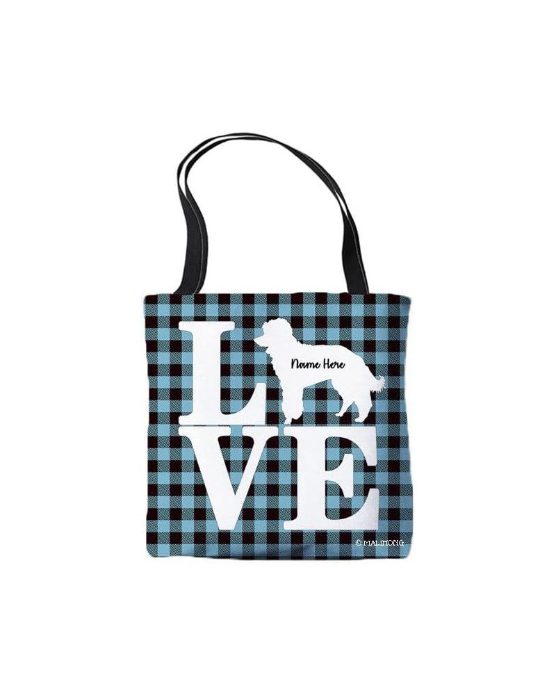 Dog Personalized Tote Bag Miniature Poodle Silhouette Puppy Pink Lattice Bag Canal Blue $10.79 Travel Gear