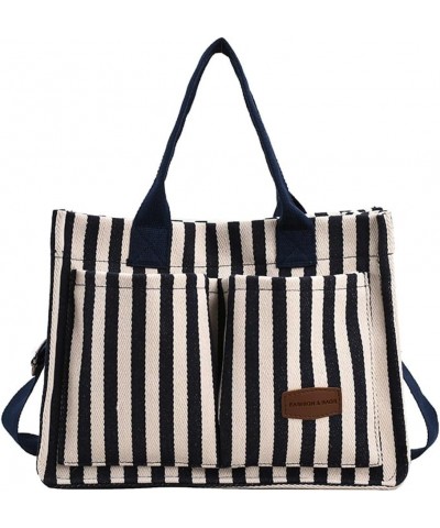 Canvas Tote Bag Purses for Women Large Canvas Work Shoulder Bags Casual Crossbody Purse for Travel Daily B-blue $13.95 Totes