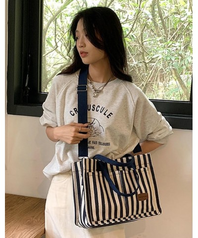 Canvas Tote Bag Purses for Women Large Canvas Work Shoulder Bags Casual Crossbody Purse for Travel Daily B-blue $13.95 Totes