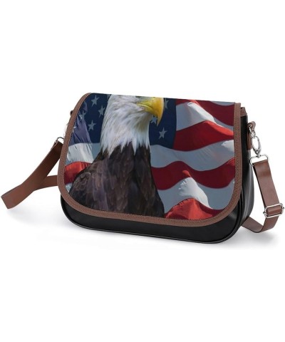 US Flag with Bald Eagle Leather Satchel Bag-Versatile Satchel for Women with Zipper Closure Style-5-5-1 $22.35 Shoulder Bags