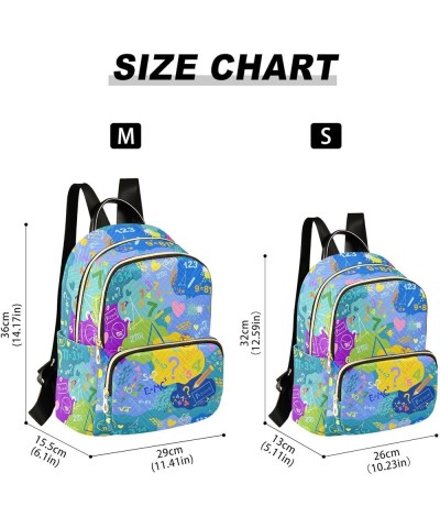 Backpack Purse for Women Colorful Mathematics Background, Mini Fashion Backpack Cartoon Doodle Lightweight Casual Daypack Sho...