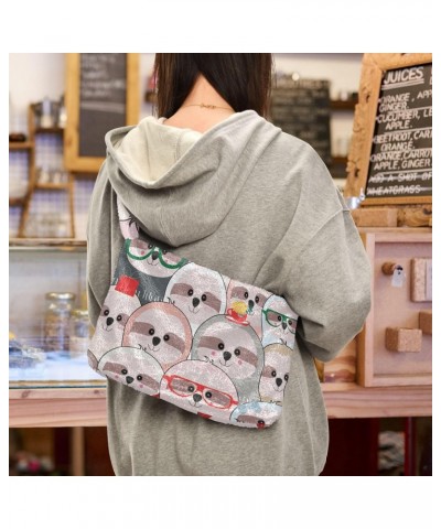 Funny Lovely Sloth Shoulder Tote Bags for Women Furry Crossbody bag Hobo Handbag Purses for Travel College Work $8.40 Totes