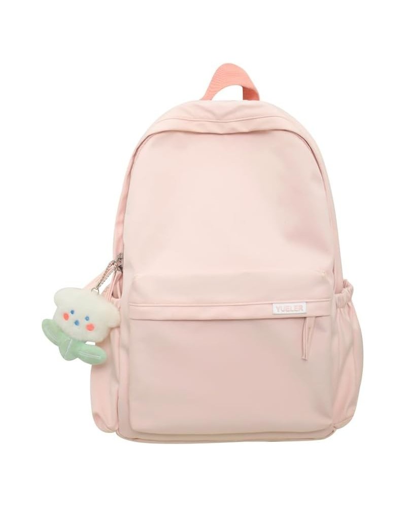 Kawaii Backpack with Cute Accessory Spacious Travel Rucksack Multiple Compartments (Pink) Pink $15.05 Backpacks