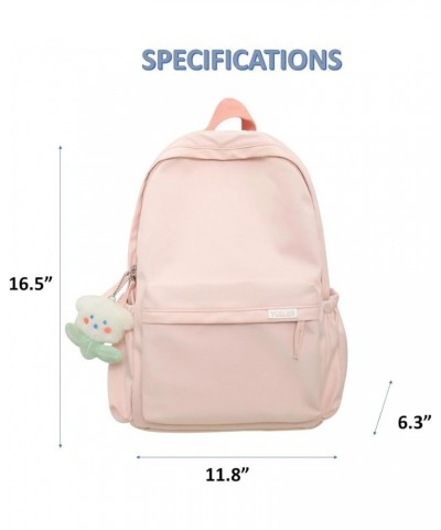 Kawaii Backpack with Cute Accessory Spacious Travel Rucksack Multiple Compartments (Pink) Pink $15.05 Backpacks