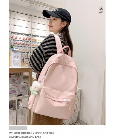 Kawaii Backpack with Cute Accessory Spacious Travel Rucksack Multiple Compartments (Pink) Pink $15.05 Backpacks