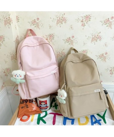 Kawaii Backpack with Cute Accessory Spacious Travel Rucksack Multiple Compartments (Pink) Pink $15.05 Backpacks