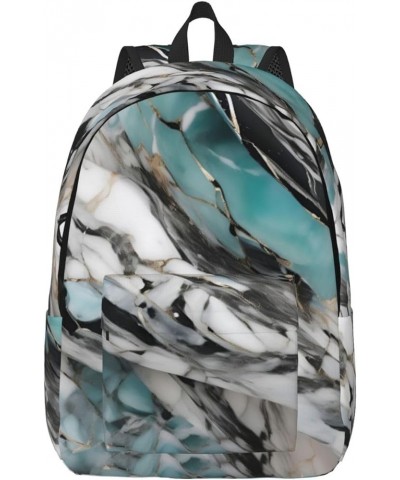 Marble Print Lightweight Travel Canvas Backpack Casual Daypack For Men Women Work, Sports, Beach Black Medium $16.96 Backpacks