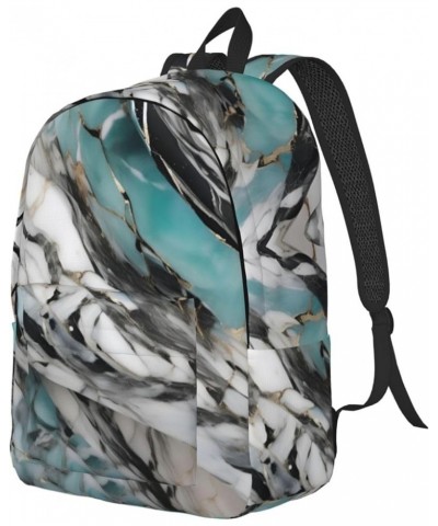 Marble Print Lightweight Travel Canvas Backpack Casual Daypack For Men Women Work, Sports, Beach Black Medium $16.96 Backpacks