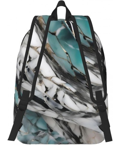 Marble Print Lightweight Travel Canvas Backpack Casual Daypack For Men Women Work, Sports, Beach Black Medium $16.96 Backpacks