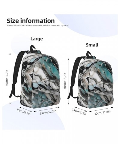 Marble Print Lightweight Travel Canvas Backpack Casual Daypack For Men Women Work, Sports, Beach Black Medium $16.96 Backpacks