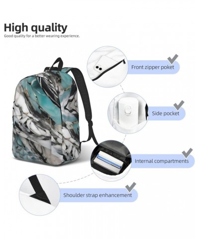 Marble Print Lightweight Travel Canvas Backpack Casual Daypack For Men Women Work, Sports, Beach Black Medium $16.96 Backpacks