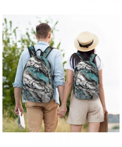 Marble Print Lightweight Travel Canvas Backpack Casual Daypack For Men Women Work, Sports, Beach Black Medium $16.96 Backpacks