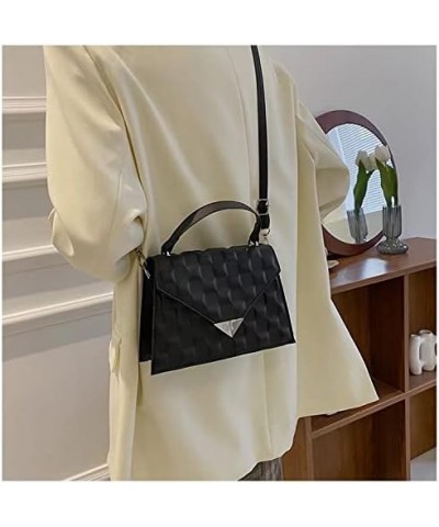 Crossbody Bags for Women PU Artificial leather color fashion embossed square shoulder bag Fashion wallet Purse Black $13.13 S...