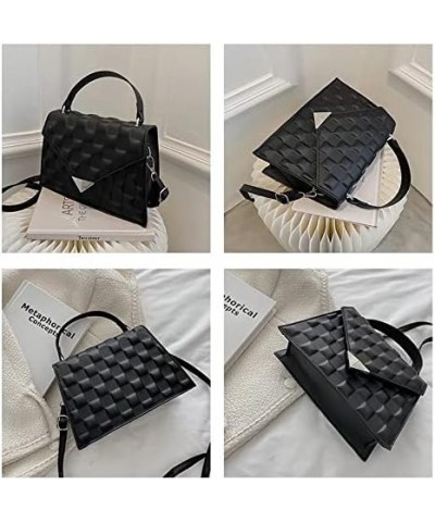 Crossbody Bags for Women PU Artificial leather color fashion embossed square shoulder bag Fashion wallet Purse Black $13.13 S...