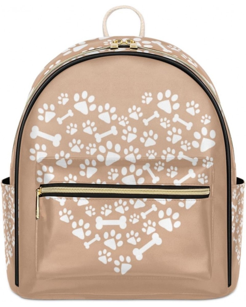 Cute Dog Paw Print Backpack Purse for Women PU Leather Lightweight Ladies Shoulder Fashion Satchel Bags Travel Casual Daypack...