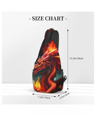 Dragon King In Fire Crossbody Bag, Men'S And Women'S Chest Crossbody Bag, Zipper Closure, Strap Length Adjustable $14.26 Cros...