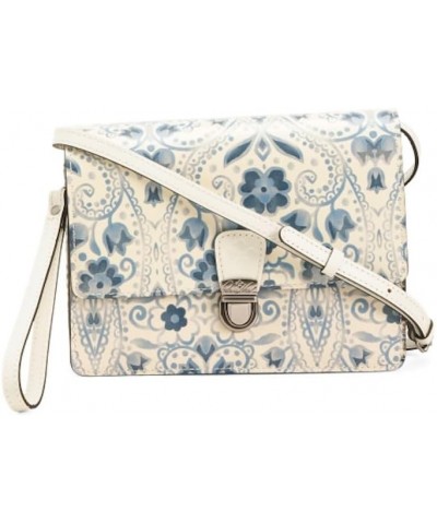 Lanza Leather Crossbody Bag | Women's Crossbody Purse | Crossbody Clutch Italian Folklore White $59.22 Crossbody Bags