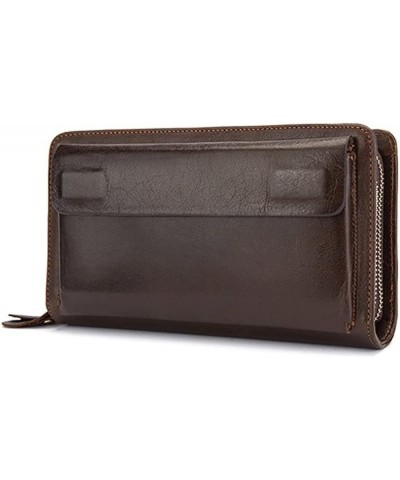 Wallet Men's Wallet Genuine Leather Clutch Male Men's Clutch Bag Zip Wallet Leather Men Long Wallets Purse Money Bag (Color :...