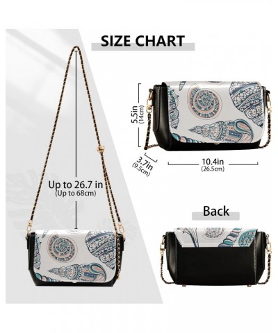 Seashells Crossbody Bags for Women Leather Purse Handbag Shoulder Bag for Work Daily Gifts $21.99 Shoulder Bags