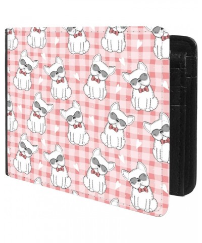 Unique Desige Pattern - Cute Dogs and Love Heart on Tartan, Slim Front Pocket Wallet Billfold RFID Blocking $8.54 Wallets